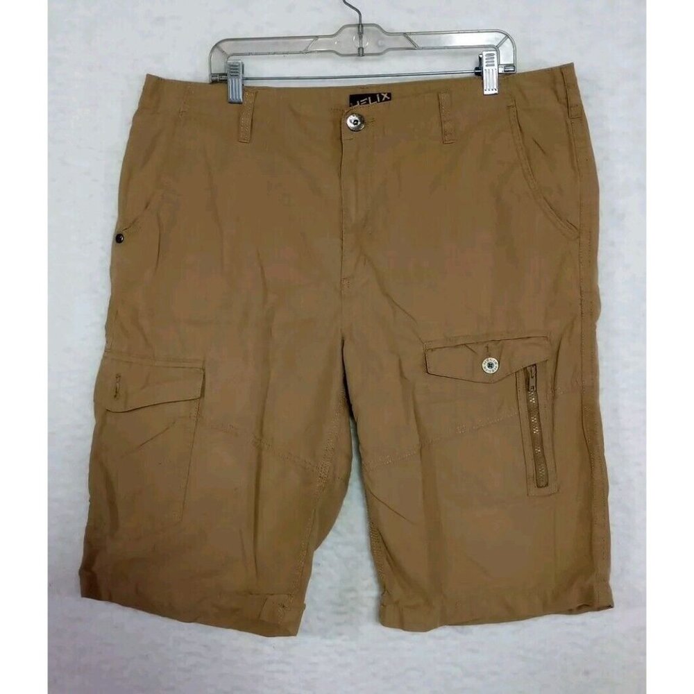 Helix Cargo Shorts Brown Tan Men's Size 38 Cotton Nylon EUC